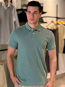 Camisa Polo Calvin Klein Slim Básica - Verde