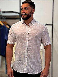 Camisa Melty em Linho Manga Curta Branca