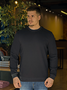 Moletom Calvin Klein Gola Careca Básico Preto