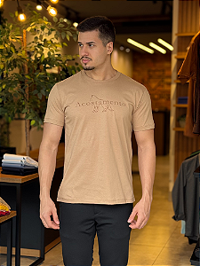 Camiseta Acostamento Casual Bege Caqui