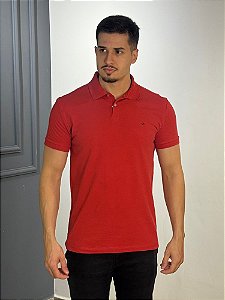 Polo Calvin Klein Slim Básica Sem Friso Vermelho