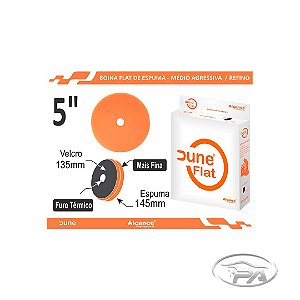 BOINA DUNE 5" ESPUMA FLAT LARANJA MEDIO AGRESSIVA 125MM (COM FURO) - Alcance