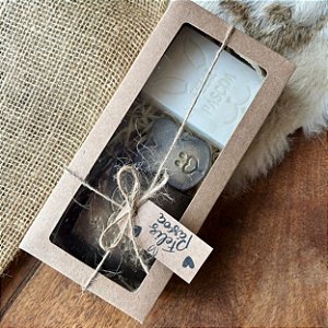 Trio de sabonetes de Páscoa na caixa de kraft