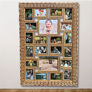 Mural de 22 Fotos 10x15cm com Vidro Quadro de Fotos Grande Parede Sala