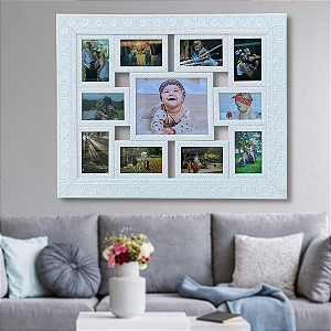Quadro Painel 11 Fotos 10x15 Com Vidro Para Parede Sala e Quarto