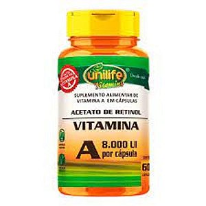 VITAMINA A acetato de retinol contém 60 cápsulas 8000 UI