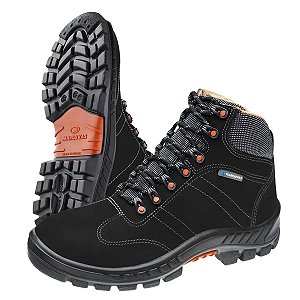 Bota Botina ocupacional em couro (nubuck) Premier Preta CA. 41369 - Marluvas