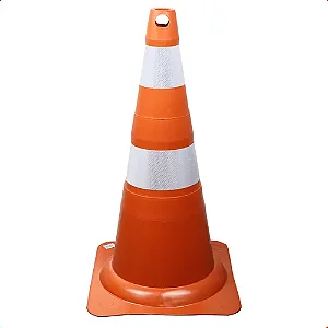 CONE EMBORRACHADO 75 CM COM FAIXAS REFLETIVAS