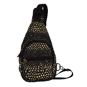 Bolsa Peitoral ATHENA - Lantejoula Preta e Dourada
