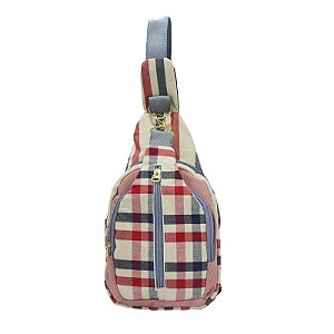 Bolsa Transversal ARTEMIS - Xadrez Azul e Vermelho