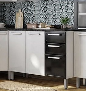 Gabinete de Cozinha Modulado Bertolini Gourmet 7024 – 3 Portas e 2 Gavetas sem Tampo (120cm)