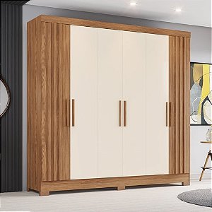 Guarda-Roupa Casal 6 Portas 3 Gavetas Flex Nature/Off-White – Amplitude e Organização para Seu Quarto!