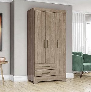 Guarda-Roupa Solteiro Briz 3 Portas 2 Gavetas – Mais Espaço, Organização e Elegância no Seu Quarto!