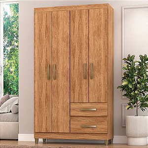 Guarda-Roupa Solteiro 4 Portas 2 Gavetas – Organização, Qualidade e Design Compacto!