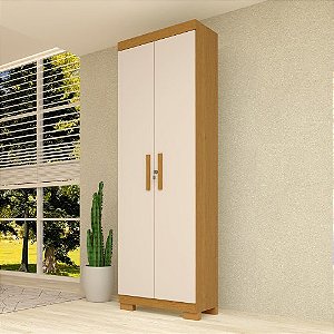 Armário Multiuso Iris com 2 Portas e Chave Cinamomo/Off White
