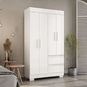 Guarda-Roupa 4 Portas 2 Gavetas Maya Branco – ACP Móveis