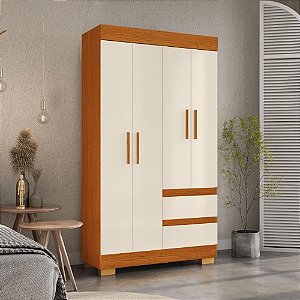 Guarda-Roupa 4 Portas 2 Gavetas Maya Cinamomo/Off White