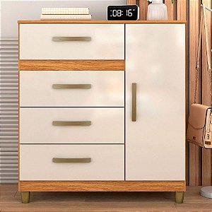 Cômoda Leme 1 Porta 4 Gavetas – Mel | Fellicci Móveis