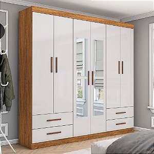 Guarda-Roupa Casal Hércules Gold com Espelho – 6 Portas e 4 Gavetas | Carioca Móveis