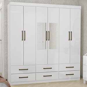 Guarda-Roupa Casal Dallas com Espelho – 6 Portas e 6 Gavetas | Carioca Móveis