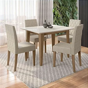 Conjunto Mesa de Vidro Jantar Kate com 4 Cadeiras Linea – Poliman Móveis