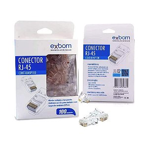 100 conectores RJ45 para cabo de rede