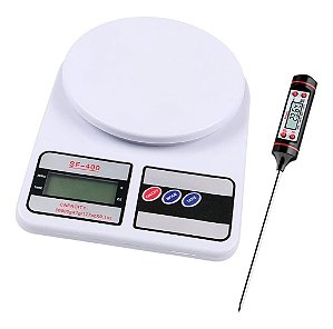 Balança Digital Cozinha + Termômetro Culinário Espeto Tp101