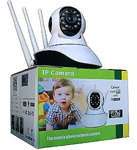 Câmera de Segurança Wifi Ip Sem Fio 360° 3 Antenas Hd Visão Noturna Alarme