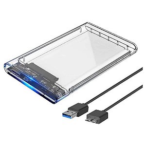 Case Para Hd 2.5 Sata Usb 3.0 Transparente Slim Externo Ecase-300