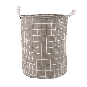 Cesto Organizador Dobrável Redondo Sustentação 37x43 Cinza