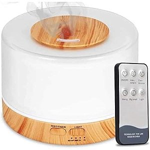 Difusor De Aromas E Umidificador Ultrassônico Purificador 500ml Bivolt Lampada Colorida Com Controle Remoto - Madeira Cl