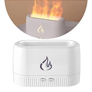 Difusor de Aromas Umidificador Efeito Chama Elétrico Ultrassônico Efeitos Cores LED Aromaterapia Silencioso (Branco)