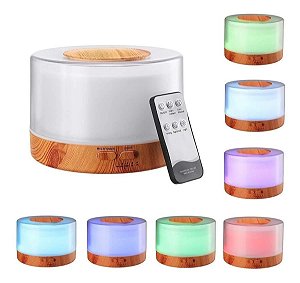 Difusor De Aromas, Umidificador De Ar Ultra-Sônico 500Ml, Difusor De Óleo Essencial, Abajur Led, Lâmpada Colorida