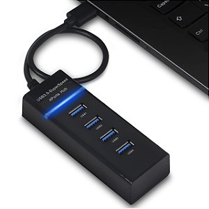 Hub Usb 3.0 4 Portas Com Led Super Rápido 5.0 Gbps (Cores Variadas)