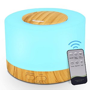 Difusor para Óleos Essenciais para Ambientes Grandes, 500 a 700 ml, ultrassônico, com controle remoto, 7 cores, 14 luze