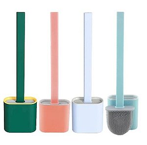 Escova de Limpar Vaso Sanitário Privada Banheiro em Silicone (Azul)
