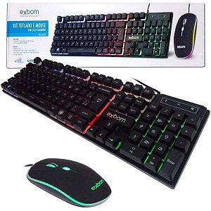 Kit Teclado e Mouse Gamer USB ABNT2 LED Preto BK-G550