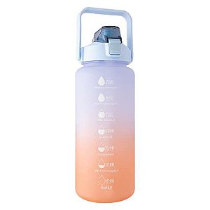 Garrafa Squeeze de Água Academia 2 Litros Fitness Weeze Tie Dye Azul e Laranja
