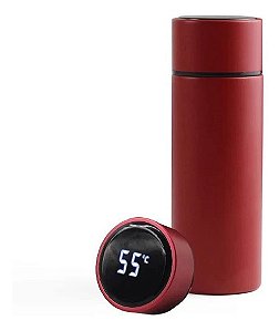 Garrafa Térmica Inox A Vácuo Termômetro Display Led 500 ML Cor:Vermelho