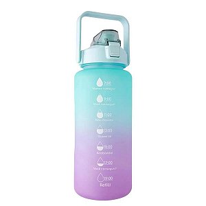 Garrafa Squeeze de Água Academia 2 Litros Fitness Weeze Tie Dye Verde e Lilas