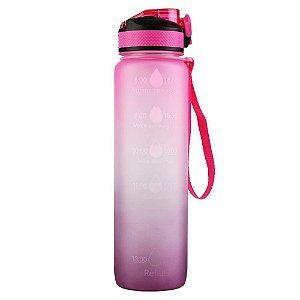 Garrafa Squeeze De Água para Academia 1L Fitness TIE DYE (Rosa)