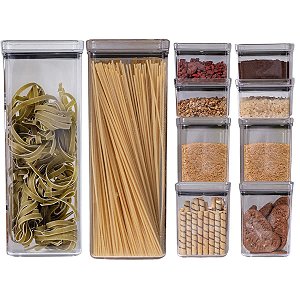 Kit 10 Potes Herméticos Quadrados Empilháveis - Paramount