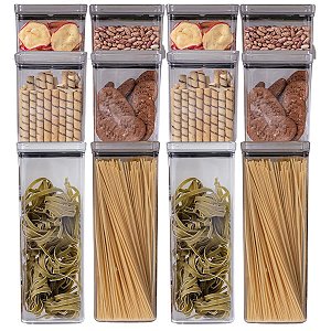 Kit 12 Potes Herméticos Quadrados Empilháveis - Paramount