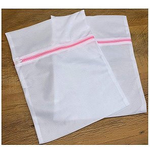 Kit 2 Sacos De Lavar Protetor Lingerie Roupa Íntima Tecido Delicado Tela Papa Bolinha Organizador 30x40cm