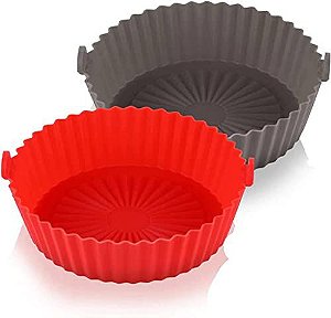 Kit 2 Peças Air Fryer Silicone Reutilizável Resistente ao Calor Livre de BPA Forma Redonda de Silicone Assadeira Air Fry