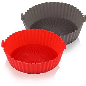 Kit 2 Peças Air Fryer Silicone Reutilizável Resistente ao Calor Livre de BPA Forma Redonda de Silicone Assadeira Air Fry