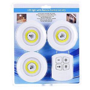 Kit 3 Lampadas Luminaria Led Controle Sem Fio Spot Remoto 15w