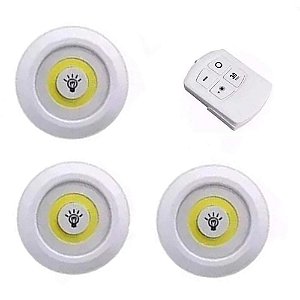 Kit 3 Lampadas Luminaria Spot 16 Leds Controle Sem Fio Remoto 15w