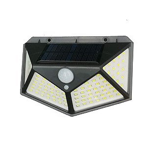 Luminária Energia Solar Parede 100 Led Sensor Presença 3 Funções Lampada