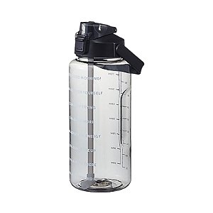 Garrafa de água 2L com marcador e canudo Garrafa de água de grande capacidade com alça Jarro de água à prova d